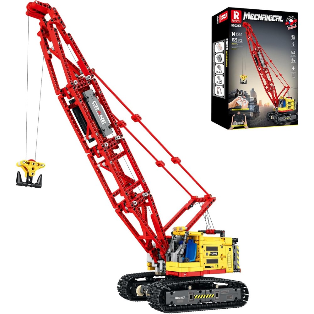 Set construcție macara pe șenile Reobrix RC, vehicul de construcții telecomandat, 1322 piese, 22006, 14+