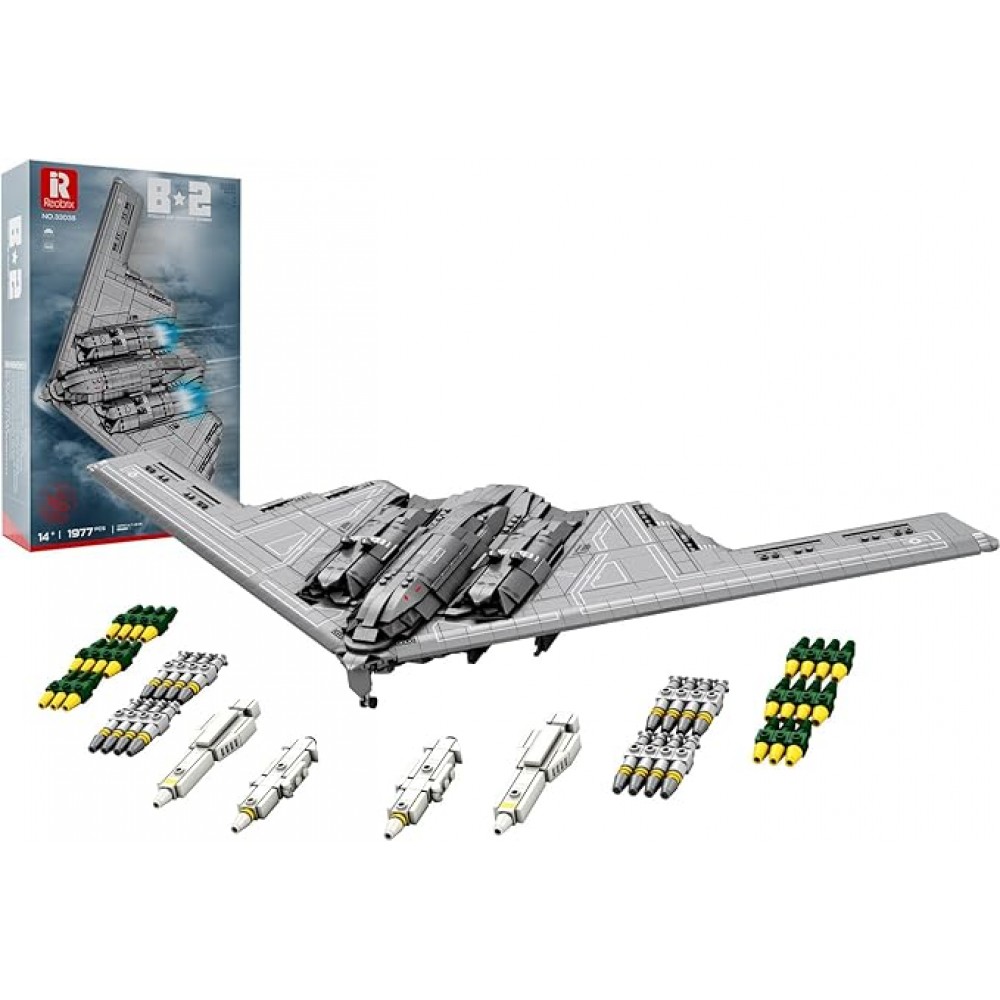 Set construcție bombardier militar Reobrix B-2 Stealth, avion de luptă pentru colecție, 33038, 14+
