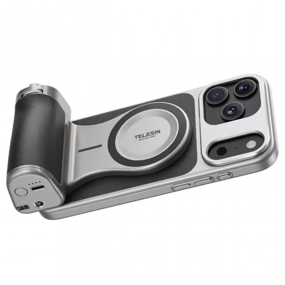 Grip magnetic tip DSLR pentru fotografie profesionala, Telesin Master Kit, baterie 3200 mAh, incarcare wireless, compatibil iPhone 17 Pro Max