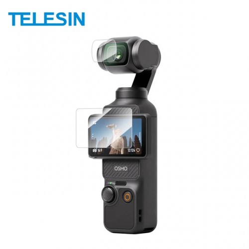 Set sticle de protectie, Telesin,  pentru display-ul si lentila camerei DJI Osmo Pocket 3