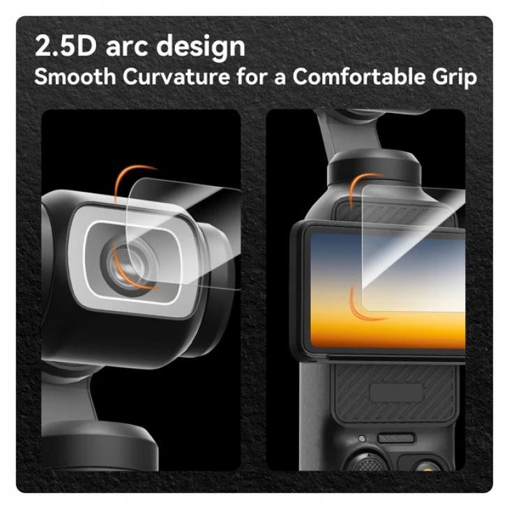 Set sticle de protectie, Telesin,  pentru display-ul si lentila camerei DJI Osmo Pocket 3