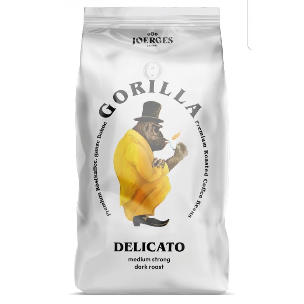 Cafea boabe Joerges Gorilla Espresso Delicato, 1 kg, prăjire medie, aromă fină și echilibrată, pentru espresso și băuturi pe bază de cafea