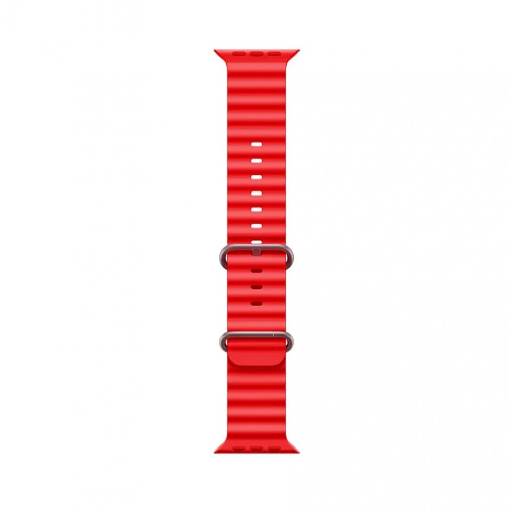 Curea smartwatch,THD, modelul Ocean, compatibila cu Apple Watch Ultra2 49 mm, Apple Watch 45 mm seria 9, Apple Watch SE 44 mm, marime universala, Rosu