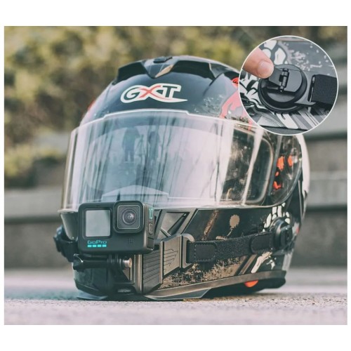 Suport de fixare tip fluture a camerelor video sport la casca de motocicleta, bicicleta, compatibil cu GoPro Hero 12, GoPro Hero 11 Mini si Osmo Action 4
