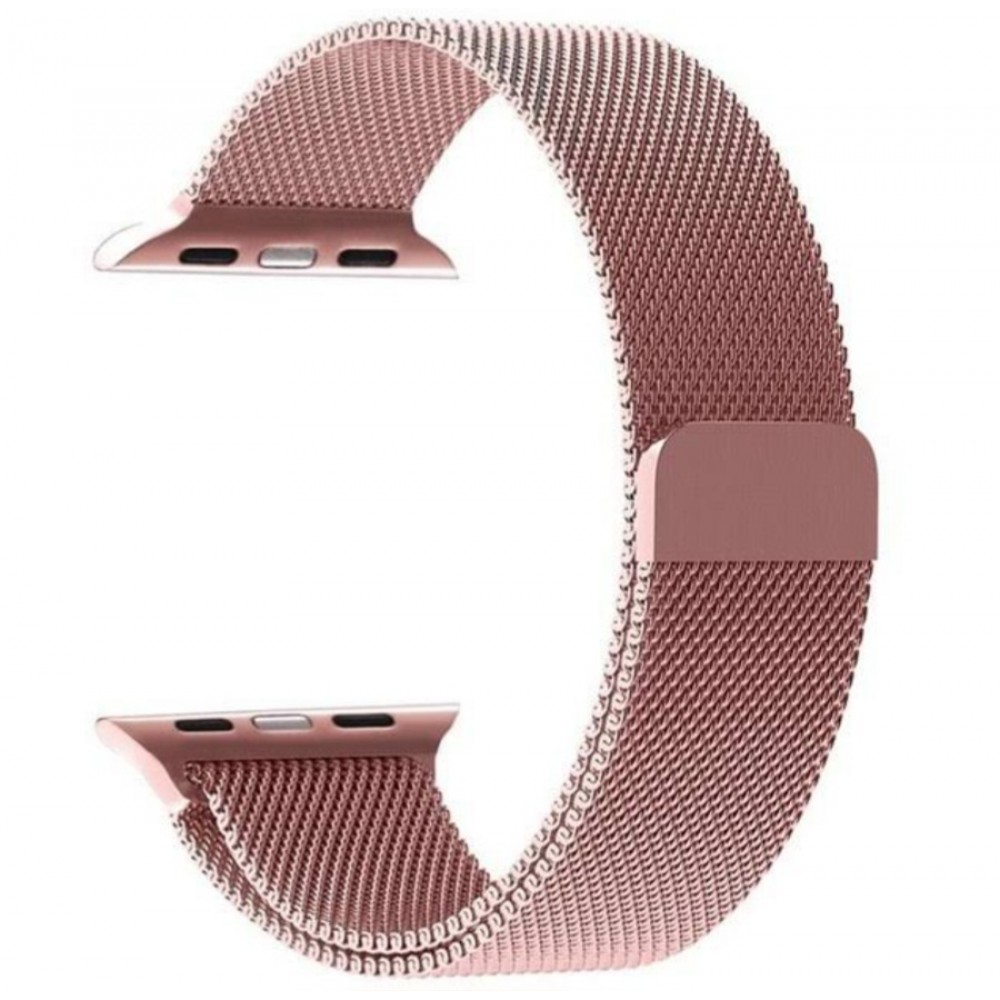 Curea metalica milanese, marca THD, compatibila Apple Watch 41 mm seria 9, Apple Watch SE 40 mm, marime universala, roz