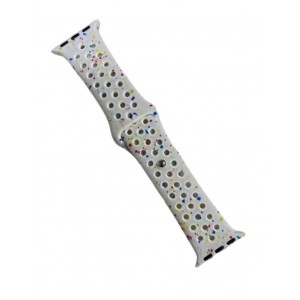 Curea sport, THD, tip Nike Pure Platinum, compatibila Apple Watch 45 mm seria 9, Apple Watch SE 44. alba