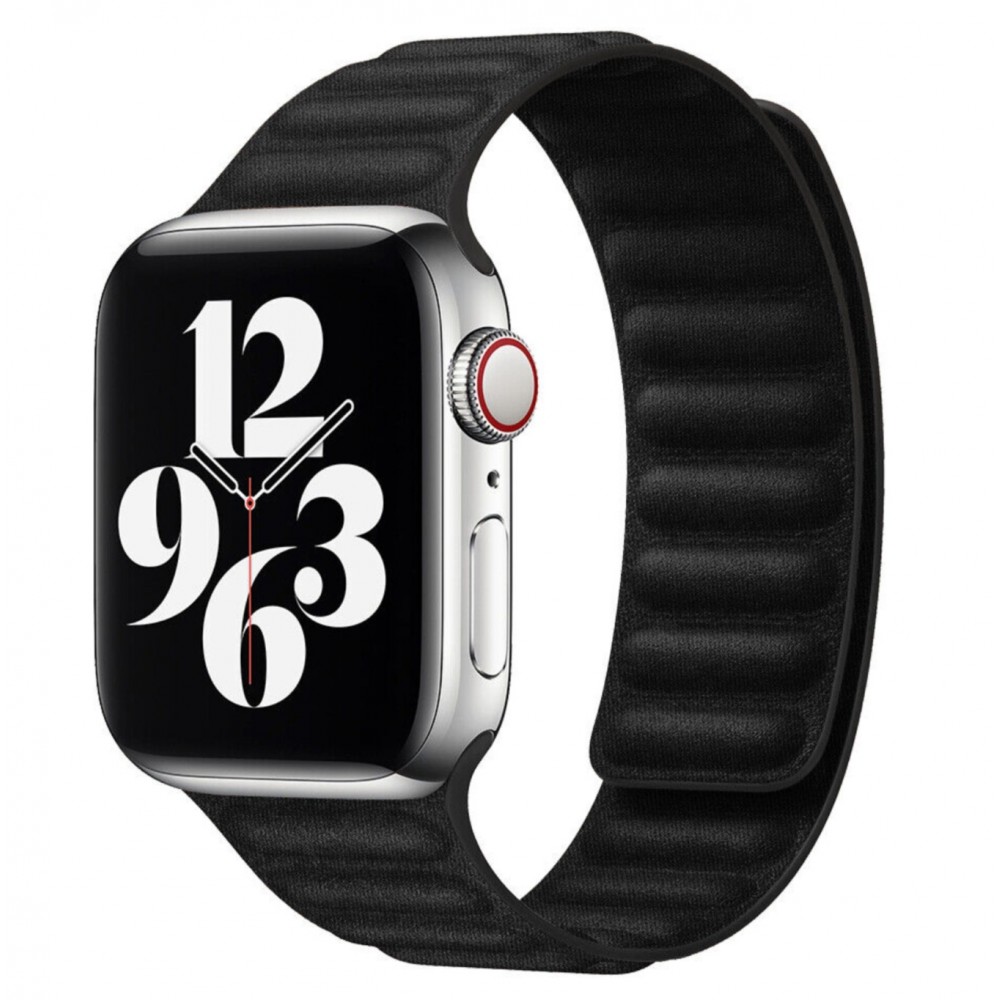 Curea link magnetica, marca THD, compatibila Apple Watch 45 mm seria 9, Apple Watch SE 44 mm, marime universala, culoare negru