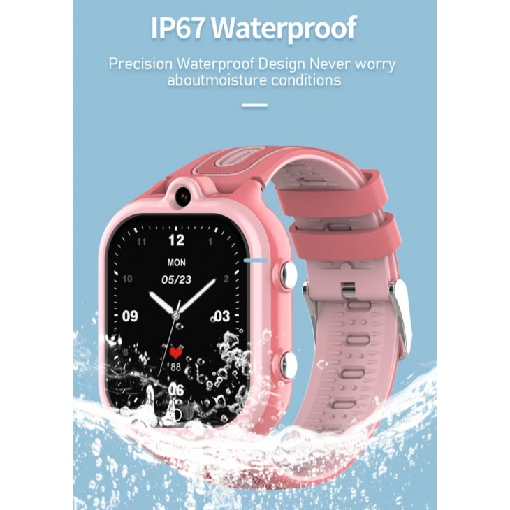 Ceas smartwatch copii, Valdus DF91, Nano SIM 4G, functie telefon, apel video, GPS+LBS, buton SOS, memorie 8GB, roz