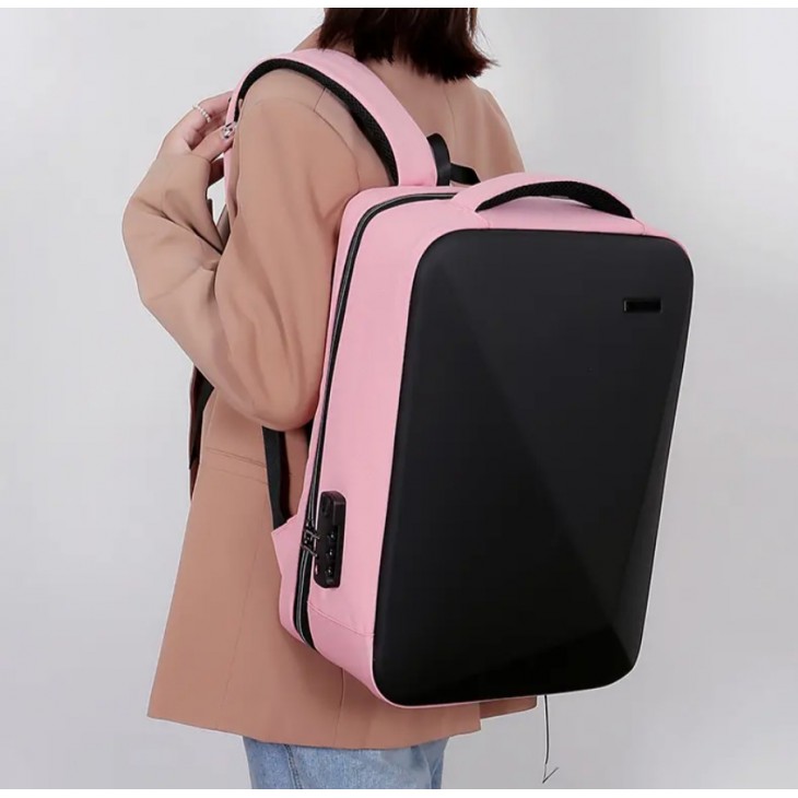 Rucsac TAIKESEN TK-L1, smart casual, rezistent la apa, buzunar anti furt, cu port USB, roz