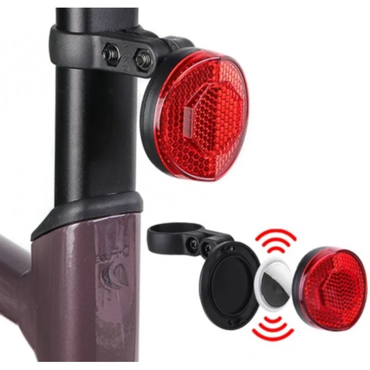 Reflectorizant ochi de pisica, THD cu suport tracker Apple Airtag, atasabil la sa bicicleta, rosu