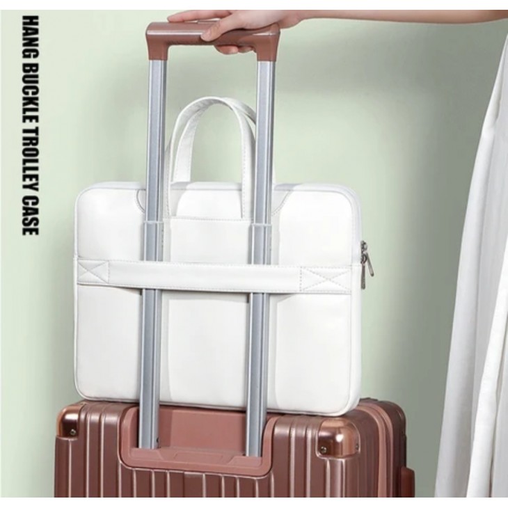 Geanta office laptop, TAIKESEN LADY M1, Apple Macbook, diagonala maxim 14 inch, alb cu albastru