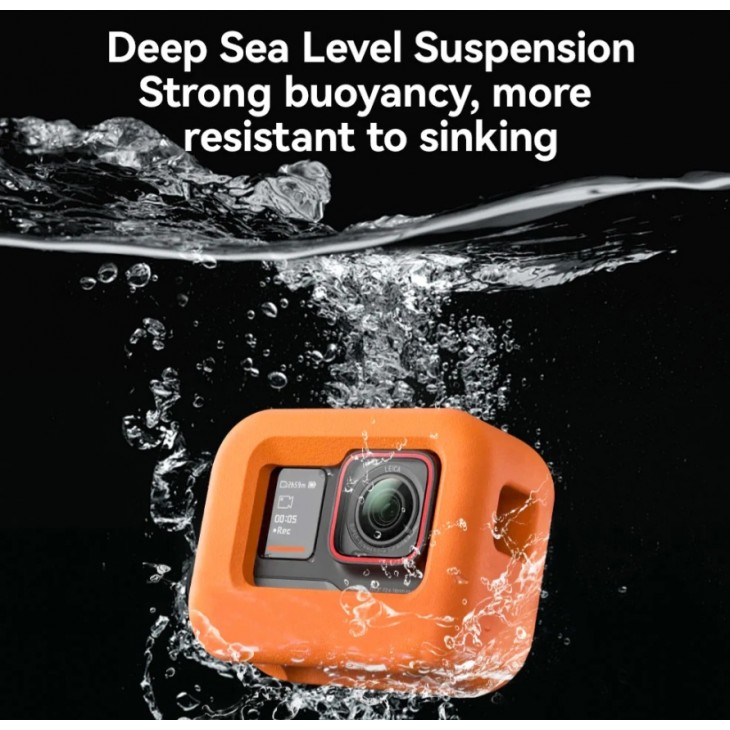 Husa plutitor, Telesin, compatibil camera sport Insta360 Ace, Insta360 Ace Pro, portocaliu