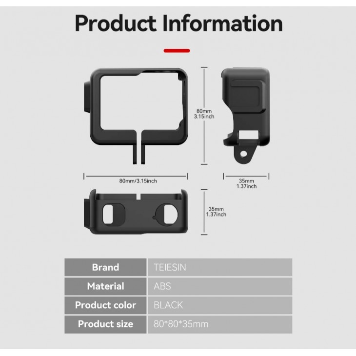 Cadru de protectie, Telesin, pentru camera Insta360 Ace cu sisteme de prindere cold shoe, culoarea negru