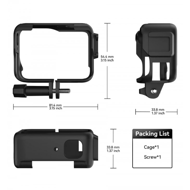 Cadru de protectie, Telesin, pentru camera Insta360 Ace Pro cu sisteme de prindere cold shoe, culoarea negru