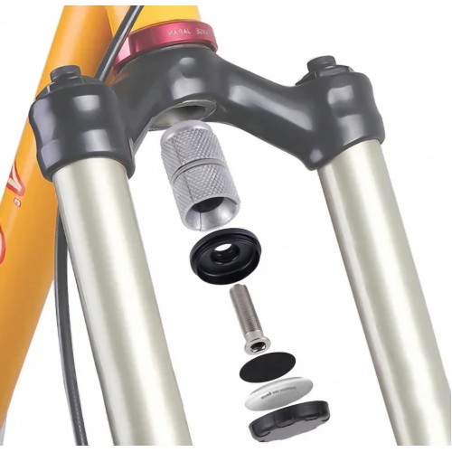 Sistem metalic de ascundere tracker Airtag, THD, atasabil la bicicleta in furca sau ghidon Sistem metalic de ascundere tracker Airtag, THD, atasabil la bicicleta in furca sau ghidon