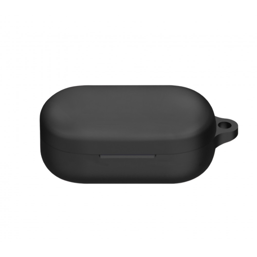Husa din silicon, THD, compatibila cu castile wireless OnePlus Buds V, carabina inclusa, neagra