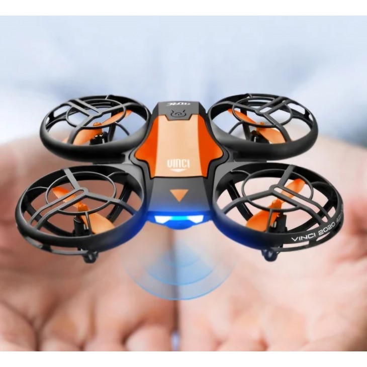 Drona incepatori, 4DRC V8 Vinci Mini, rezolutie 1080p, GPS, transmisie live WI-FI, zbor la punct fix, portocaliu