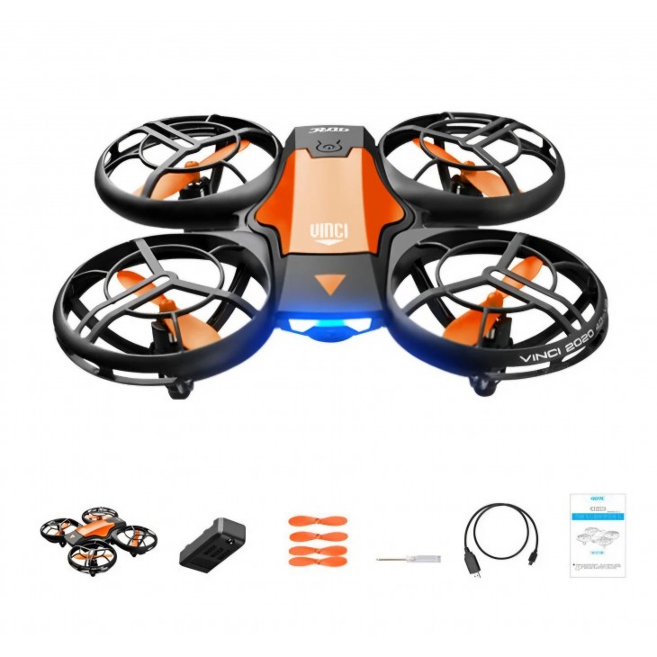 Drona incepatori, 4DRC V8 Vinci Mini, rezolutie 1080p, GPS, transmisie live WI-FI, zbor la punct fix, portocaliu