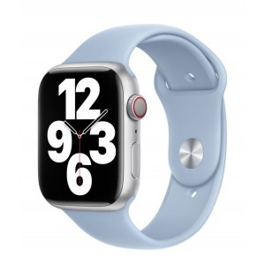 Curea silicon,THD, compatibila Apple Watch 46 mm seria 10, Apple Watch SE 44 mm, M/L, Albastru Gheata