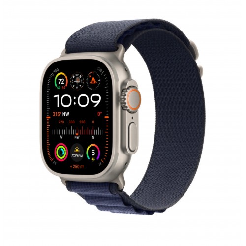 Curea smartwatch, THD, Alpine Loop, pentru Apple Watch Ultra2 49 mm, Apple Watch 46 mm seria 10, marime universala, catarama gri, Albastru Navy