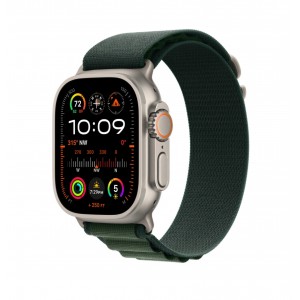 Curea smartwatch, THD, Alpine Loop, pentru Apple Watch Ultra2 49 mm, Apple Watch 46 mm seria 10, marime universala, catarama gri, Verde Padure