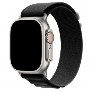Curea smartwatch, THD, Alpine Loop, pentru Apple Watch Ultra2 49 mm, Apple Watch 46 mm seria 10, marime universala, catarama gri, Negru