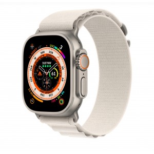 Curea smartwatch, THD, Alpine Loop, pentru Apple Watch Ultra2 49 mm, Apple Watch 46 mm seria 10, marime universala, catarama gri, Crem