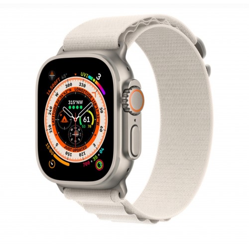 Curea smartwatch, THD, Alpine Loop, pentru Apple Watch Ultra2 49 mm, Apple Watch 46 mm seria 10, marime universala, catarama gri, Crem
