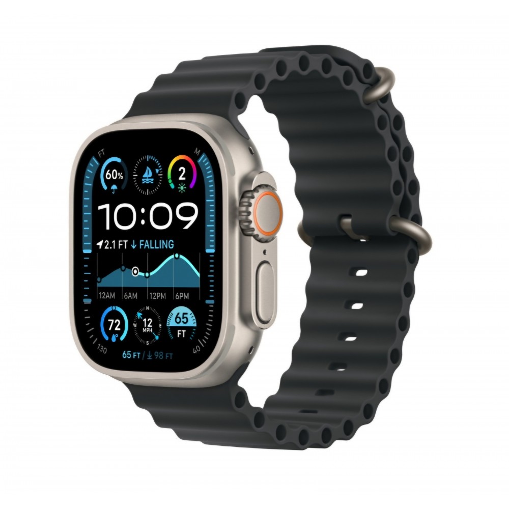 Curea smartwatch, THD, Oceanic Loop, pentru Apple Watch Ultra2 49 mm, Apple Watch 46 mm seria 10, marime universala, neagra, catarama gri