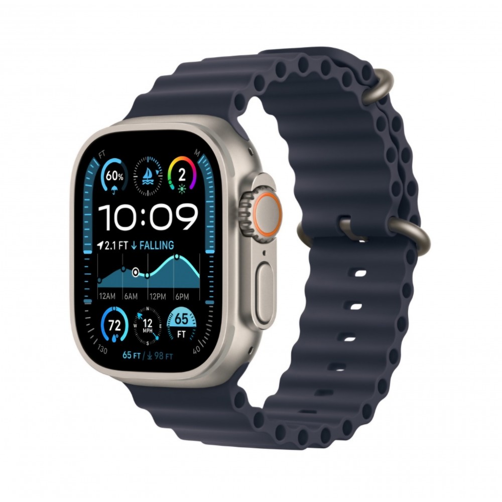 Curea smartwatch, THD, Oceanic Loop, pentru Apple Watch Ultra2 49 mm, Apple Watch 46 mm seria 10, marime universala, albastru nautic, catarama gri