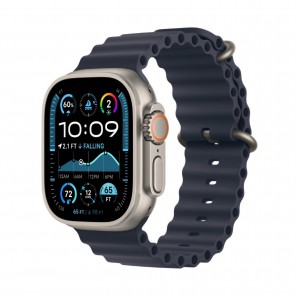 Curea smartwatch, THD, Oceanic Loop, pentru Apple Watch Ultra2 49 mm, Apple Watch 46 mm seria 10, marime universala, albastru nautic, catarama gri
