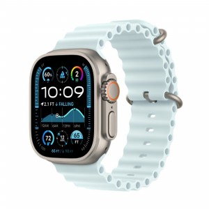 Curea smartwatch, THD, Oceanic Loop, pentru Apple Watch Ultra2 49 mm, Apple Watch 46 mm seria 10, marime universala, albastru arctic, catarama gri