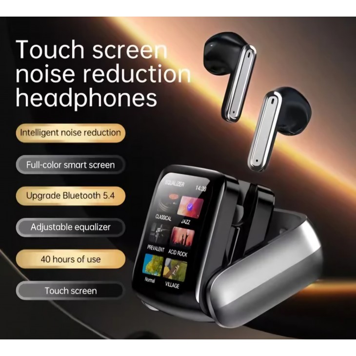 Casti wireless in-ear, Royaltenic T71, Bluetooth, display color cutie incarcare, negru