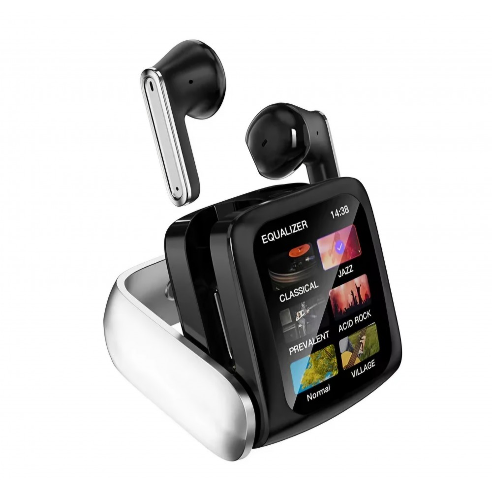 Casti wireless in-ear, Royaltenic T71, Bluetooth, display color cutie incarcare, negru