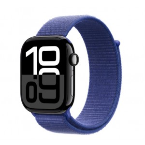 Curea textila smartwatch, THD, compatibila Apple Watch 46 mm seria 10, albastru marin