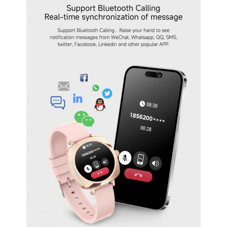 Ceas smartwatch pentru fete, VALDUS VL40 PRO, ecran 1.19 inch, auriu