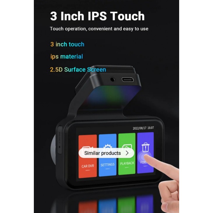 Camera auto ultracompacta,THD EGO S11, video 1080p, Super Night Vision, modul camera spate AHD 720p, card microSD 64GB