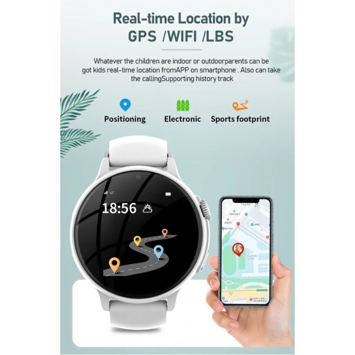 Ceas smartwatch copii, Valdus Y15, Nano SIM 4G, display rotund 1.44",functie telefon, apel video, GPS+LBS+WiFi, buton SOS, memorie 4GB, IP67, roz