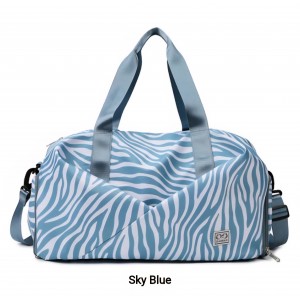 Geanta sport pentru sala, TAIKESEN M-05, impermeabila, model zebra, dimensiune 46x27x26 cm, Albastru