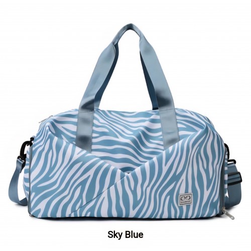 Geanta sport pentru sala, TAIKESEN M-05, impermeabila, model zebra, dimensiune 46x27x26 cm, Albastru
