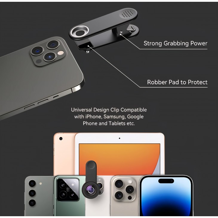 Lentila macro profesionala, Apexel,120mm HD, clip prindere, nail artist, gene, makeup, compatibila iPhone 16,15,14,13, Samsung, Honor, Google Pixel