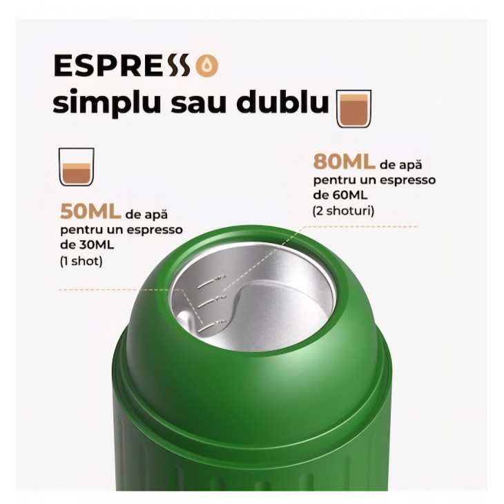Espressor Manual si Portabil 2 in 1 - Aparat de Cafea pentru Capsule si Cafea Macinata - 19 Bari, Functie de Incalzire, Acumulator Reincarcabil – Ideal pentru Calatorii, Camping si Birou Bukate