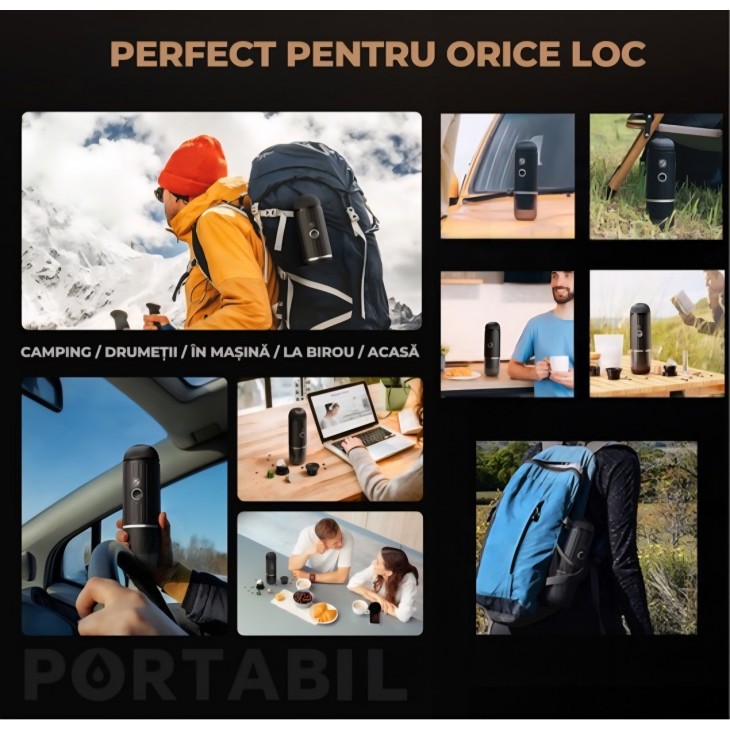 Espressor Manual si Portabil 2 in 1 - Aparat de Cafea pentru Capsule si Cafea Macinata - 19 Bari, Functie de Incalzire, Acumulator Reincarcabil – Ideal pentru Calatorii, Camping si Birou Bukate