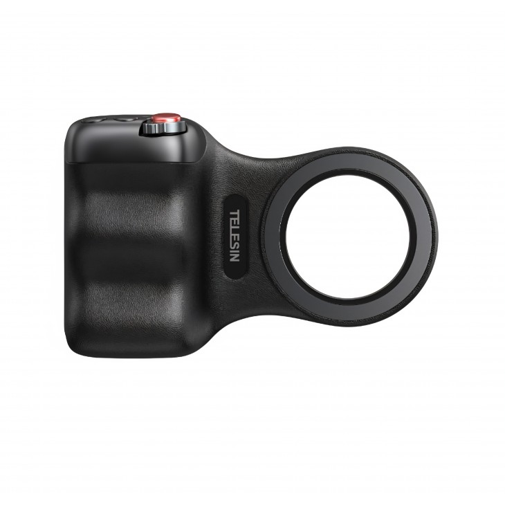 Grip magnetic inteligent, Telesin Fun Shot P1-MP-10, gen2, control zoom, telecomanda bluetooth, compatibil iPhone Air, 16, 15, 14, 13, 12, negru