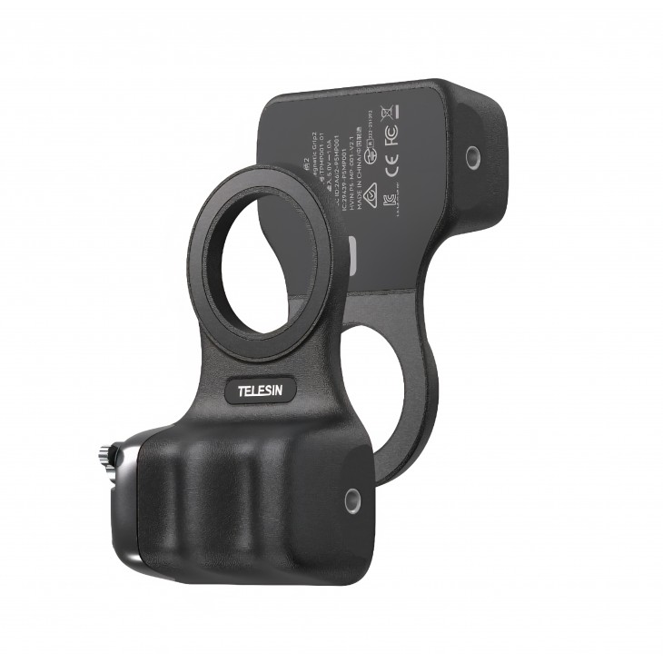 Grip magnetic inteligent, Telesin Fun Shot P1-MP-10, gen2, control zoom, telecomanda bluetooth, compatibil iPhone Air, 16, 15, 14, 13, 12, negru