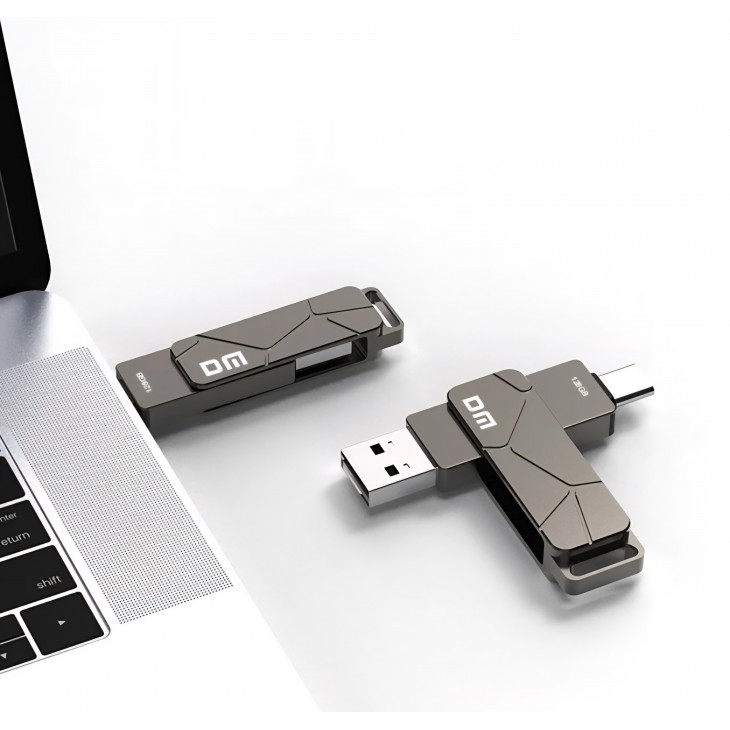 Stick USB Drive, DM PD198, capacitate 256GB, dublu conector USB-C & USB-A, compatibil iPhone 17,16, MacBook Pro,Air, Samsung