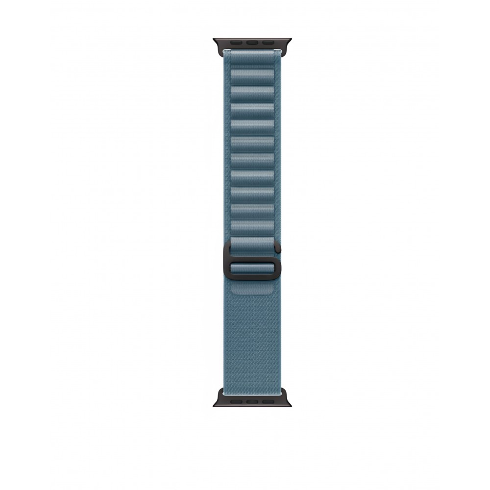 Curea smartwatch, THD, Alpine Loop, compatibila Apple Watch Ultra3 49 mm, Apple Watch 46 mm seria 11, Apple Watch SE3, catarama neagra, albastru deschis