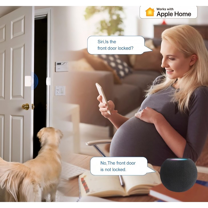 Senzor inteligent pentru usi si ferestre, ONVIS, Bluetooth si Thread, notificari deschidere-inchidere, fara bridge, compatibil Apple HomeKit