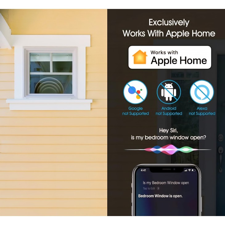 Senzor inteligent pentru usi si ferestre, ONVIS, Bluetooth si Thread, notificari deschidere-inchidere, fara bridge, compatibil Apple HomeKit