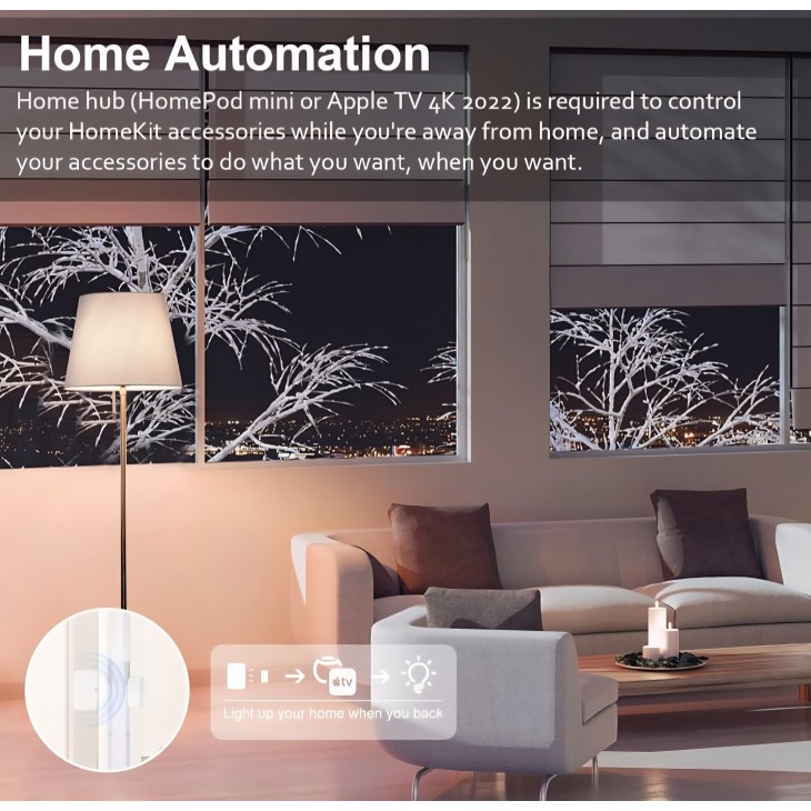 Senzor inteligent pentru usi si ferestre, ONVIS, Bluetooth si Thread, notificari deschidere-inchidere, fara bridge, compatibil Apple HomeKit